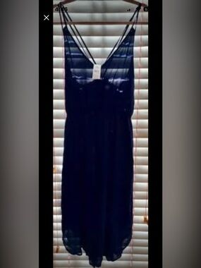 LOFT navy double-strap Spaghetti Strap Party Evening  dress fully-lined NWT